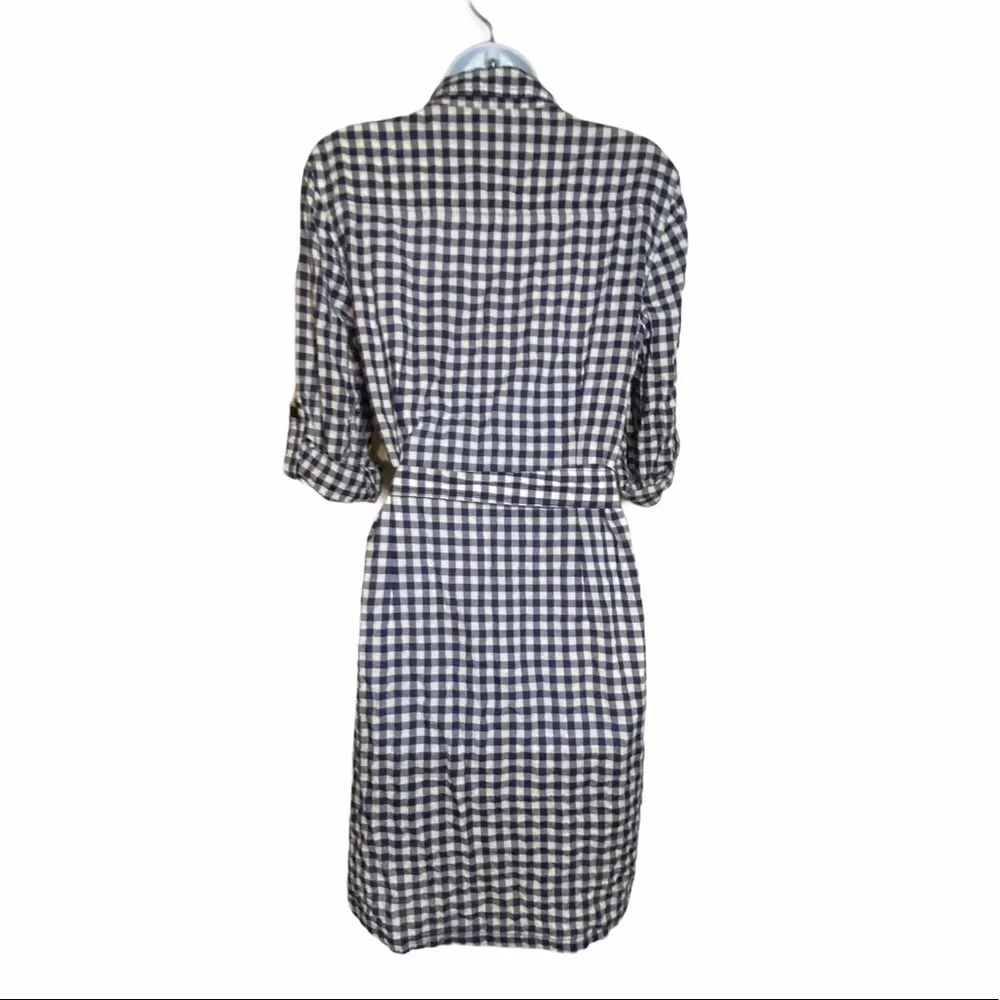 Tory Burch Gingham Shirt Dress Size 6 | Tie Waist Button Front Midi